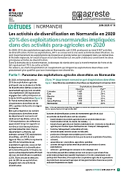Image représentant la première page de la publication de l'Agreste Études n°18 sur les activités de diversification en Normandie en 2020 Image représentant la première page de la publication de l'Agreste Études n°18 sur les activités de diversification en Normandie en 2020